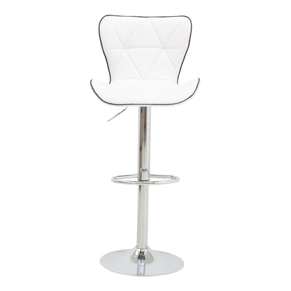 Bar stool Jorine pakoworld height adjustable white pu-chrome base 53x44x114cm