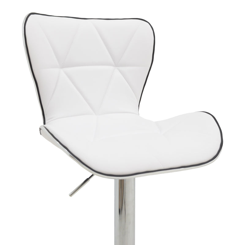 Bar stool Jorine pakoworld height adjustable white pu-chrome base 53x44x114cm