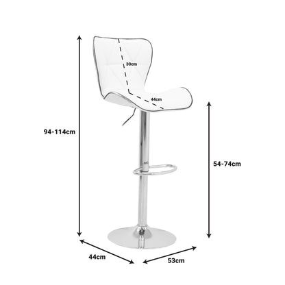 Bar stool Jorine pakoworld height adjustable white pu-chrome base 53x44x114cm