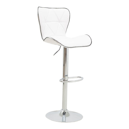 Bar stool Jorine pakoworld height adjustable white pu-chrome base 53x44x114cm