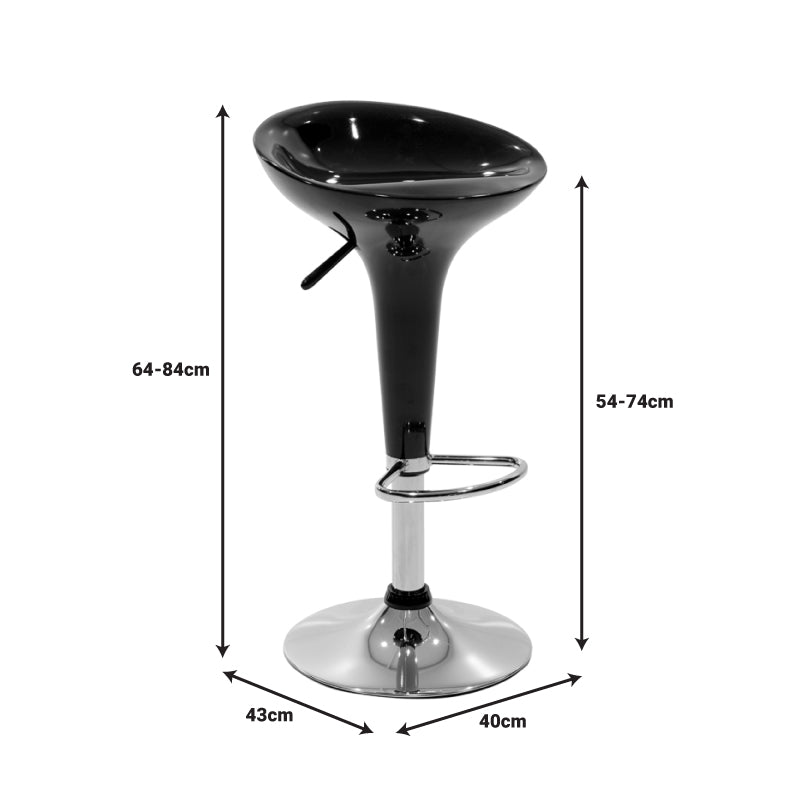 Bar stool Felice pakoworld height adjustable black-chrome base 40x43x84cm