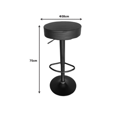 Bar stool Dianors pakoworld height adjustable pu black-black base 38x38x75cm