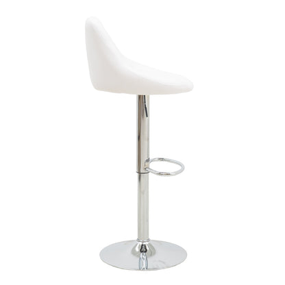 Bar stool Boronez pakoworld height adjustable white pu-chrome base 47x49x112cm