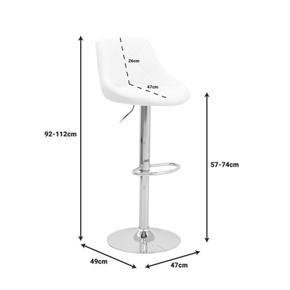 Bar stool Boronez pakoworld height adjustable white pu-chrome base 47x49x112cm