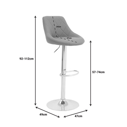 Bar stool Boronez height adjustable grey pu-chrome base 47x49x112cm
