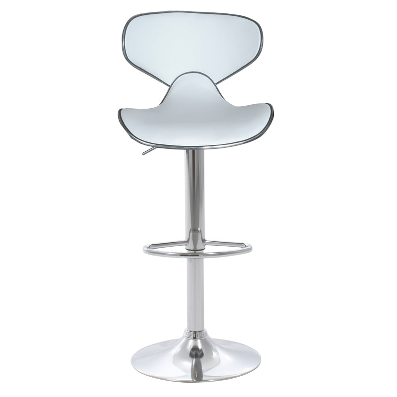 Bar stool Butterfly pakoworld height adjustable white pu-chrome base 47x47x100cm