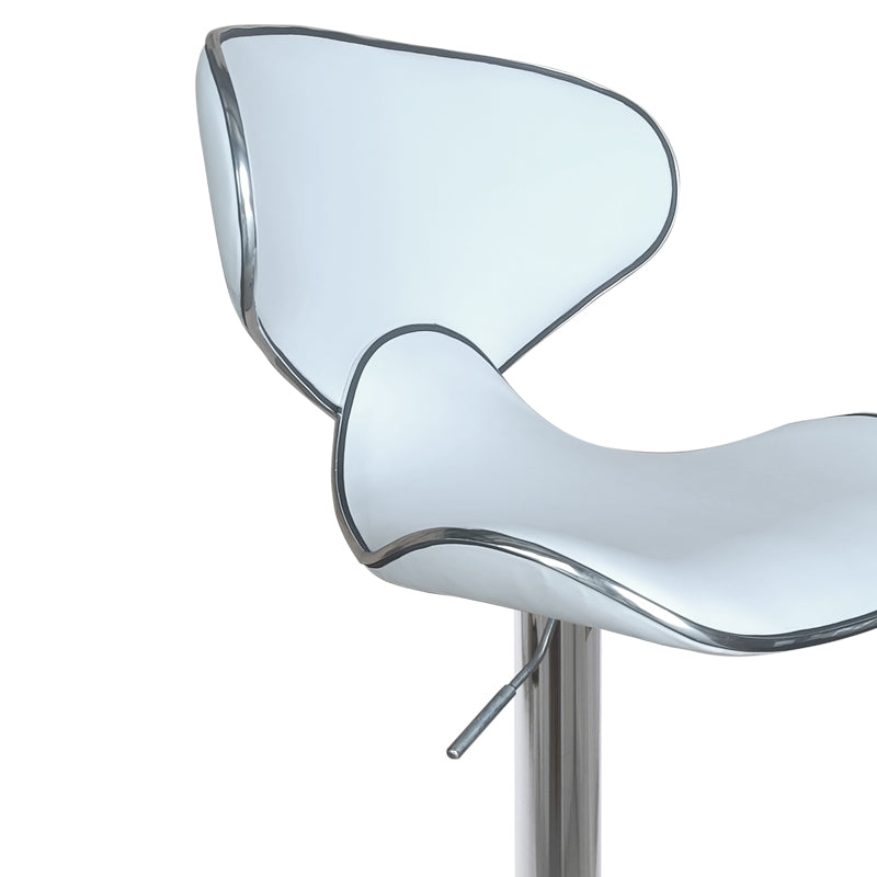 Bar stool Butterfly pakoworld height adjustable white pu-chrome base 47x47x100cm