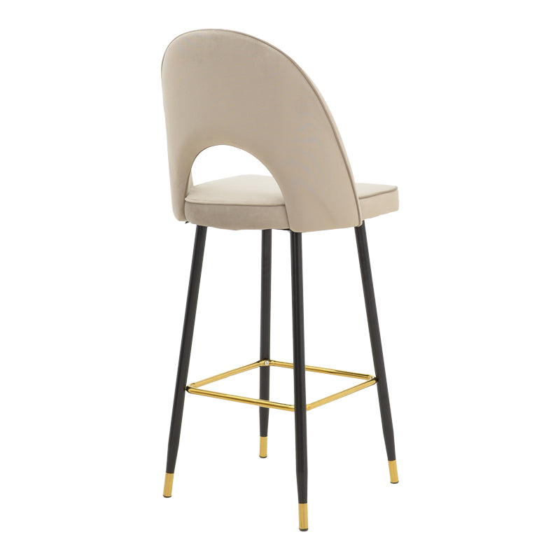 Bar stool Casenio pakoworld beige velvet-black-gold metal base 48x50x117cm