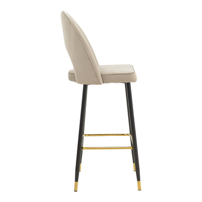 Bar stool Casenio pakoworld beige velvet-black-gold metal base 48x50x117cm