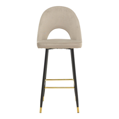 Bar stool Casenio pakoworld beige velvet-black-gold metal base 48x50x117cm