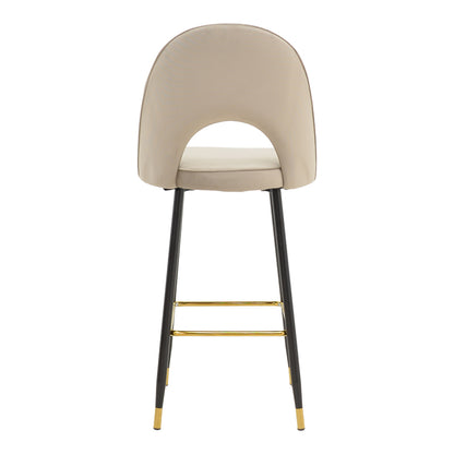 Bar stool Casenio pakoworld beige velvet-black-gold metal base 48x50x117cm