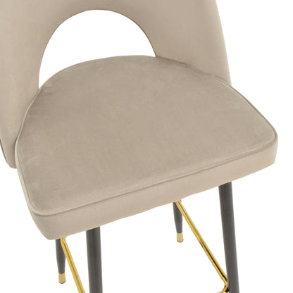 Bar stool Casenio pakoworld beige velvet-black-gold metal base 48x50x117cm