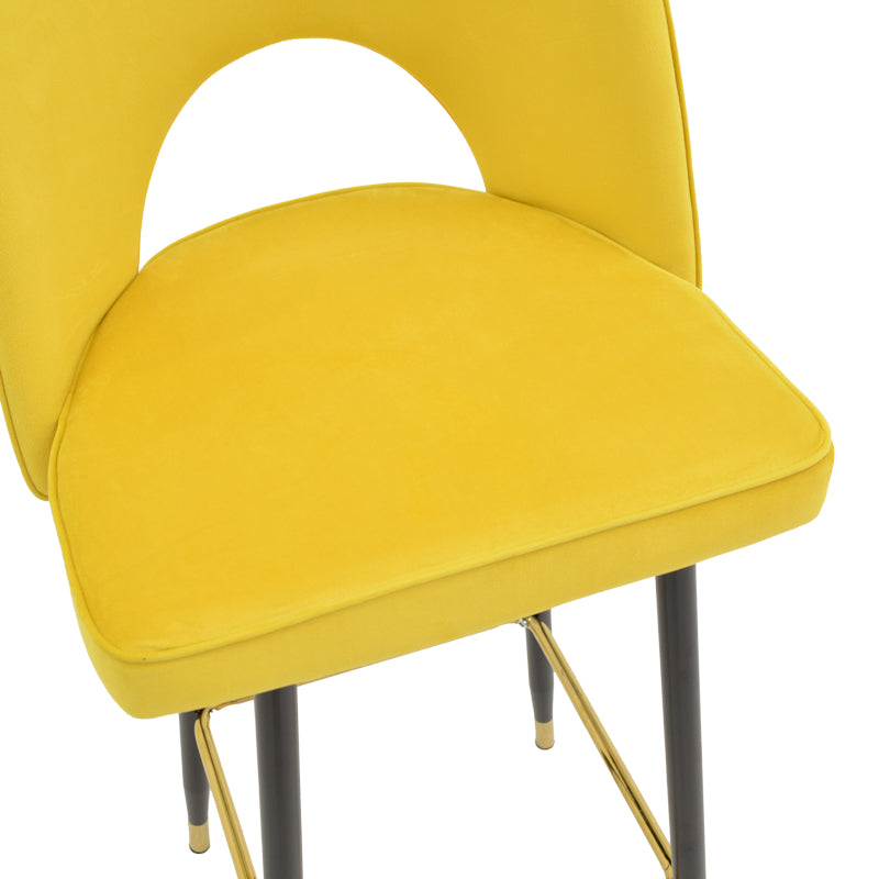 Bar stool Casenio pakoworld velvet yellow-black-gold metal base 48x50x117cm