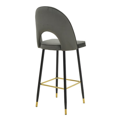 Bar stool Casenio pakoworld velvet dark grey -black-gold metal base 48x50x117cm