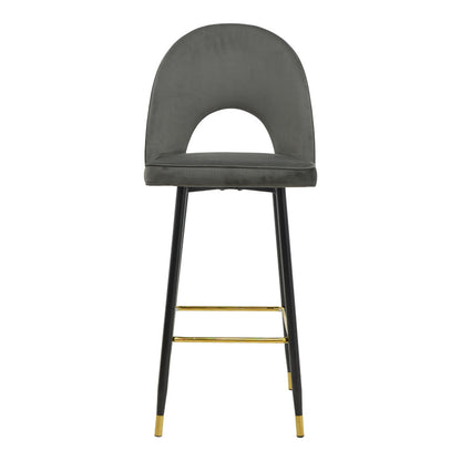 Bar stool Casenio pakoworld velvet dark grey -black-gold metal base 48x50x117cm