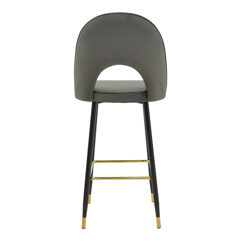 Bar stool Casenio pakoworld velvet dark grey -black-gold metal base 48x50x117cm