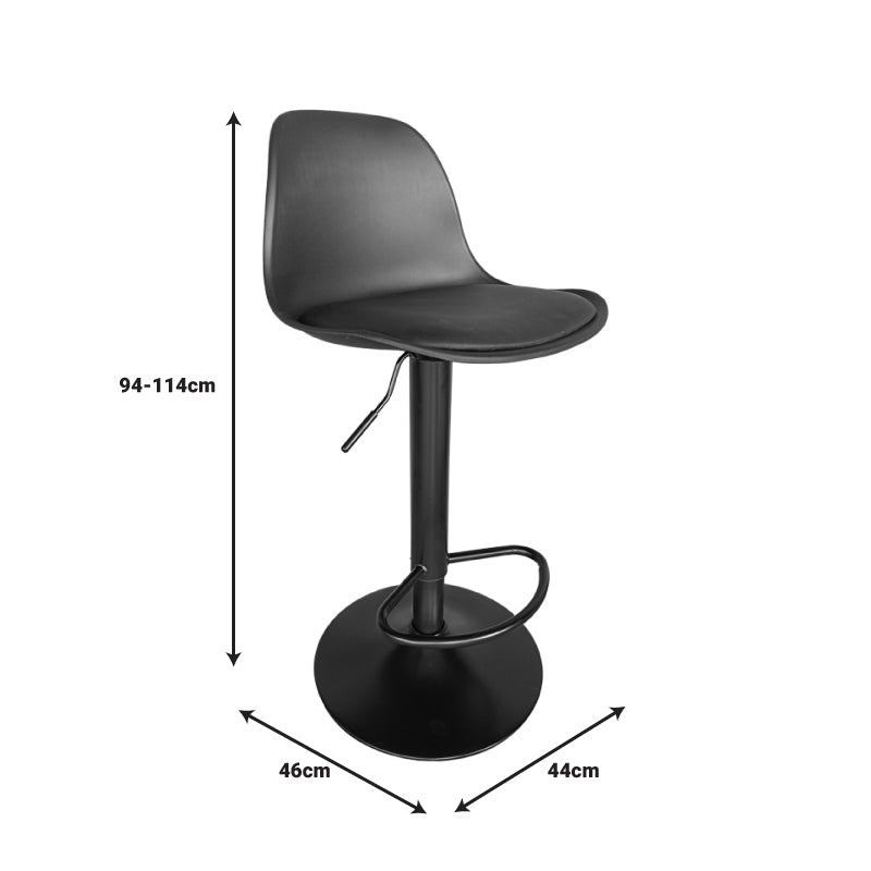 Bar stool Louser pakoworld height adjustable black pp with cushion-black metal base 44x46x114cm