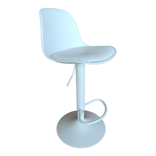 Bar stool Louser pakoworld height adjustable white pp with cushion-white metal base 44x46x114cm