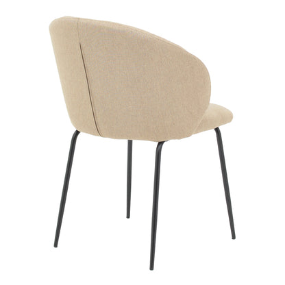 Chair Olympian pakoworld beige fabric-black metal leg 50x55x83cm