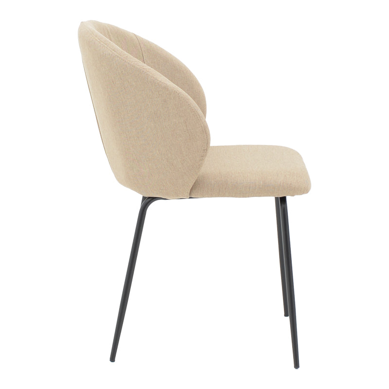 Chair Olympian pakoworld beige fabric-black metal leg 50x55x83cm