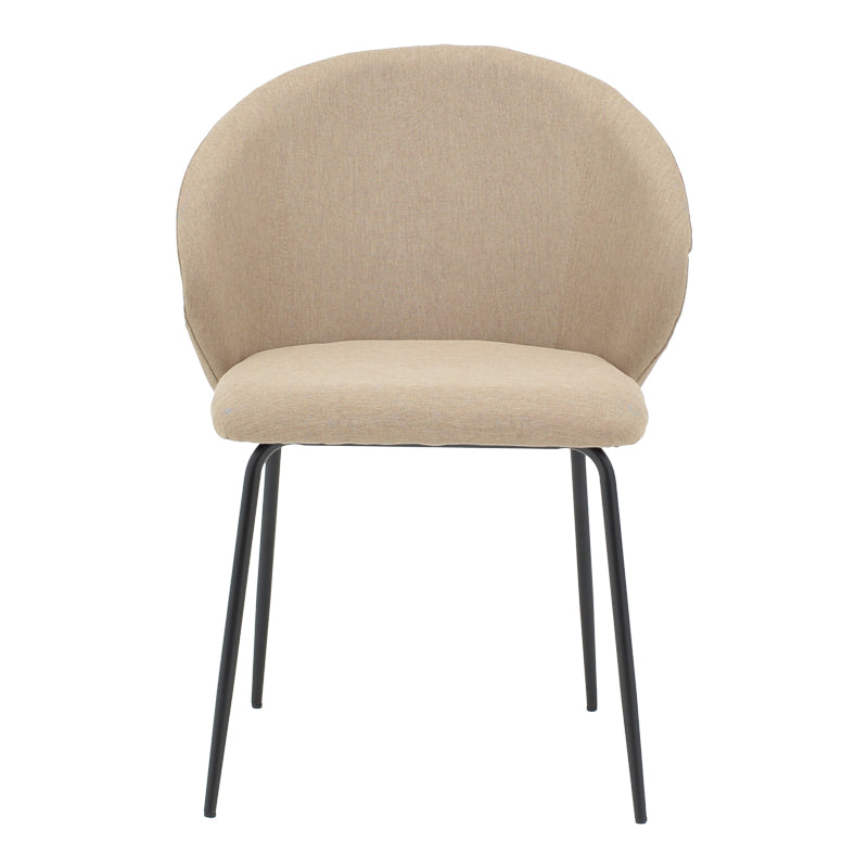 Chair Olympian pakoworld beige fabric-black metal leg 50x55x83cm