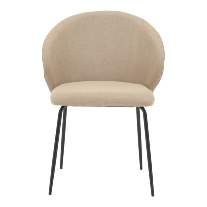 Chair Olympian pakoworld beige fabric-black metal leg 50x55x83cm