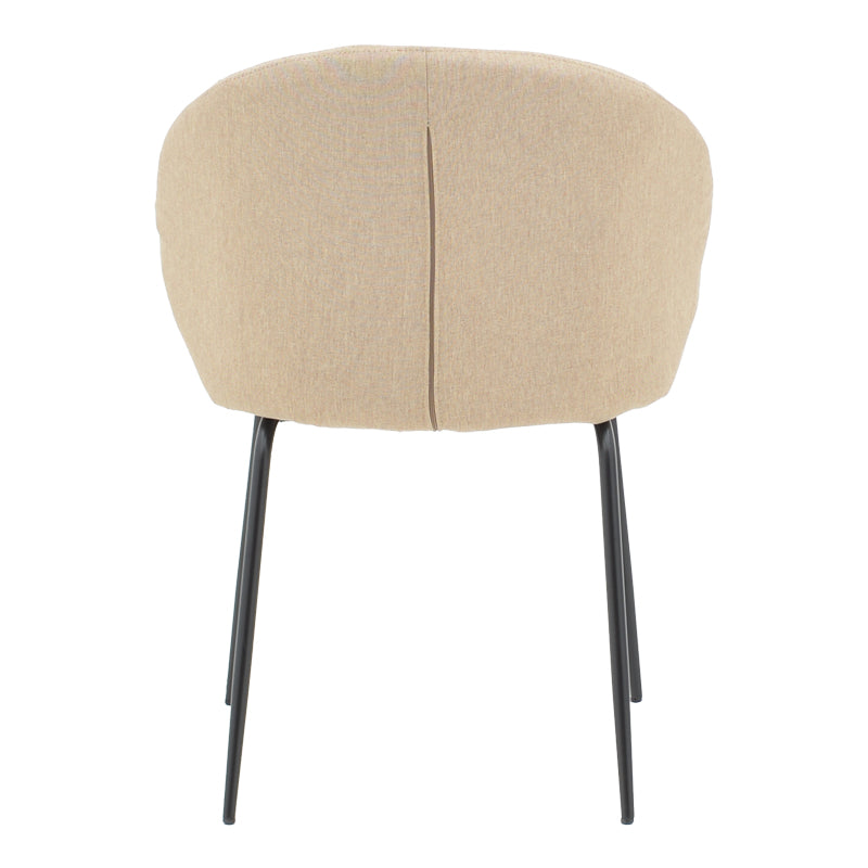 Chair Olympian pakoworld beige fabric-black metal leg 50x55x83cm