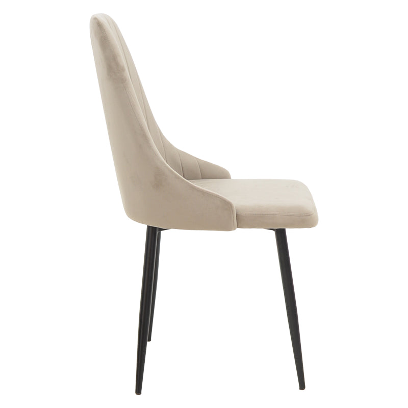 Chair Azori velvet beige-grey black metal leg 49x55x85cm