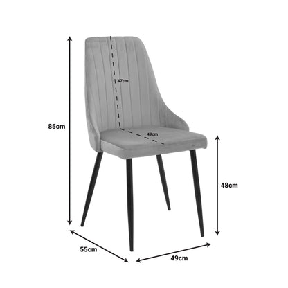 Chair Azori velvet beige-grey black metal leg 49x55x85cm