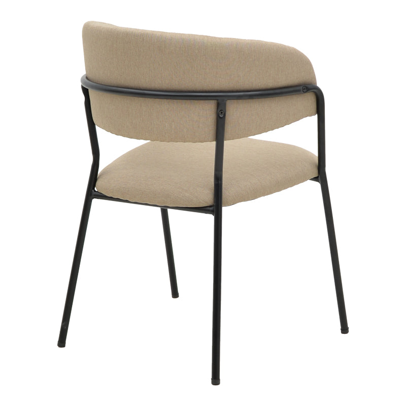 Chair Morel  pakoworld beige fabric- black metal leg 55x55x76cm