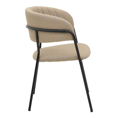 Chair Morel  pakoworld beige fabric- black metal leg 55x55x76cm