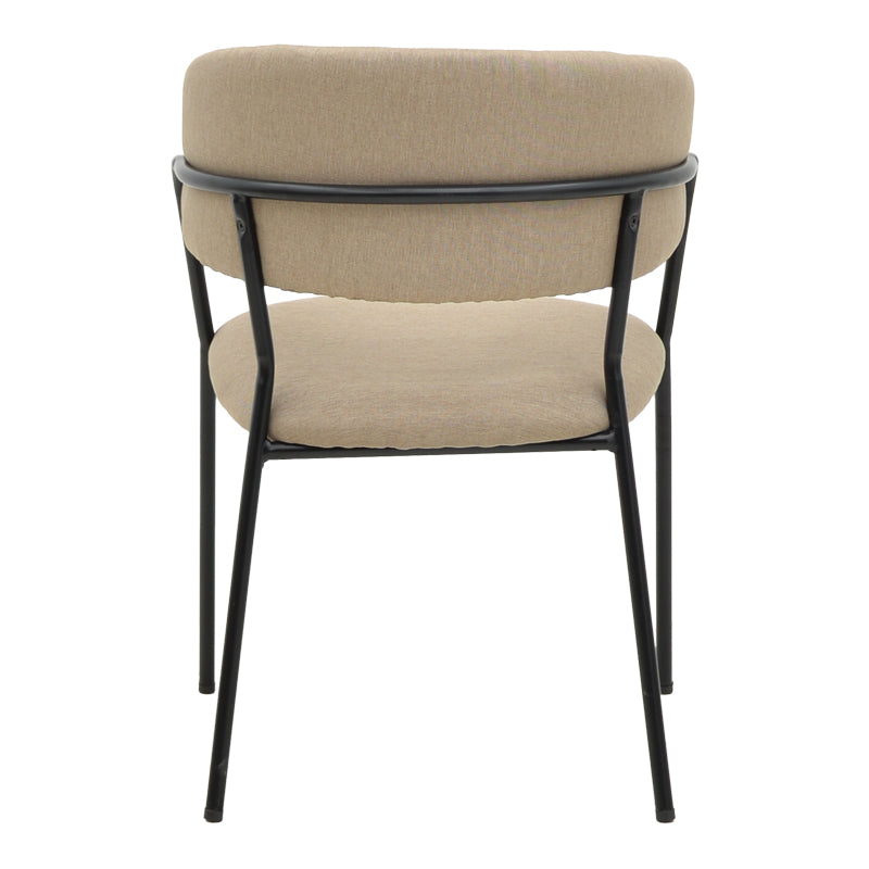 Chair Morel  pakoworld beige fabric- black metal leg 55x55x76cm