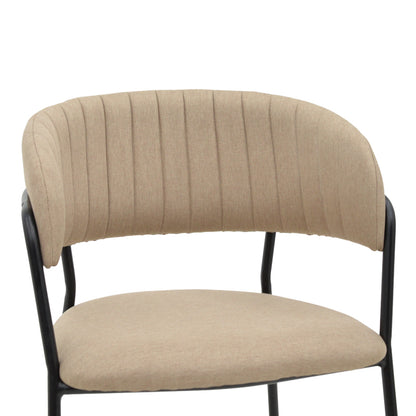 Chair Morel  pakoworld beige fabric- black metal leg 55x55x76cm