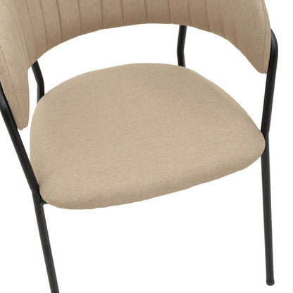 Chair Morel  pakoworld beige fabric- black metal leg 55x55x76cm