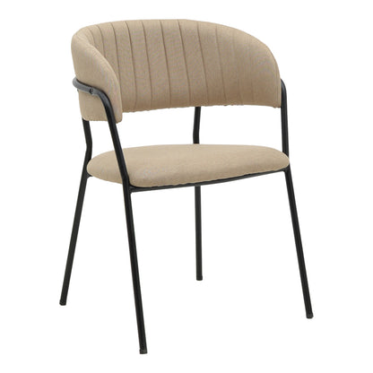 Chair Morel  pakoworld beige fabric- black metal leg 55x55x76cm