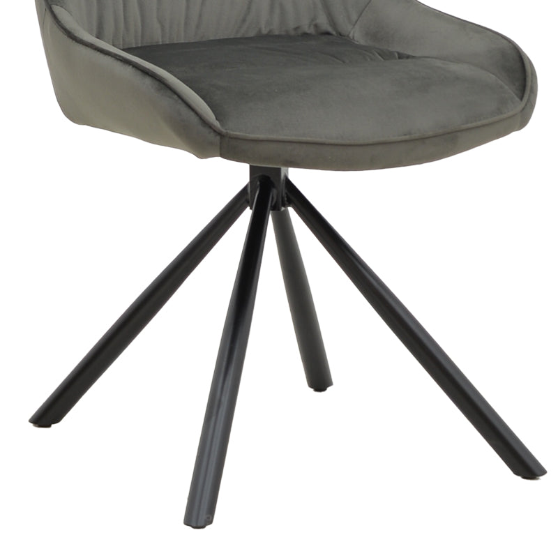 Chair Wori pakoworld dark grey velvet-metal black leg 48x56x82cm