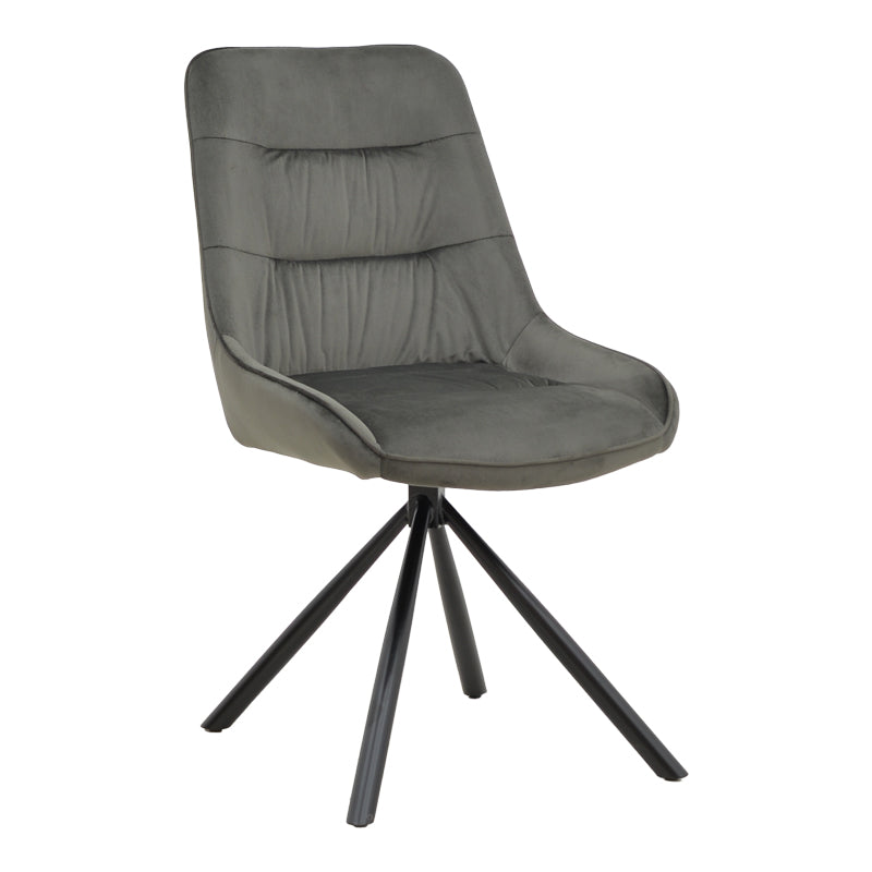 Chair Wori pakoworld dark grey velvet-metal black leg 48x56x82cm