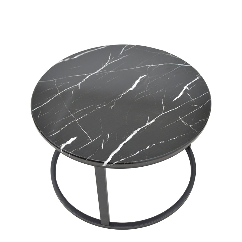 Coffee table Revelon pakoworld set of 2 mdf in black marble look 80x80x45cm