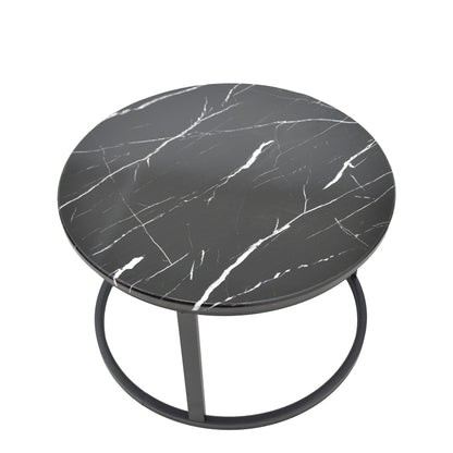 Coffee table Revelon pakoworld set of 2 mdf in black marble look 80x80x45cm