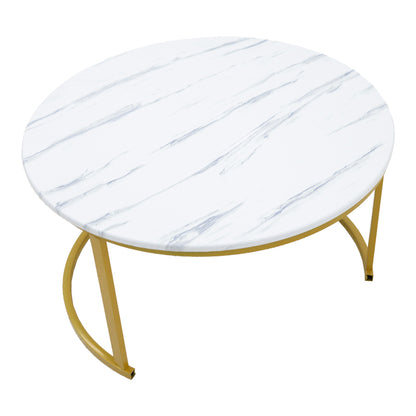 Coffee table Relevon pakoworld set of 2 mdf in white and black marble look 80x80x45cm