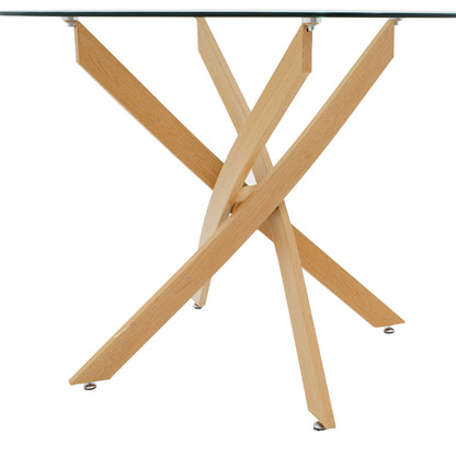 Antoro table glass and metal legs in a natural shade D80x75cm