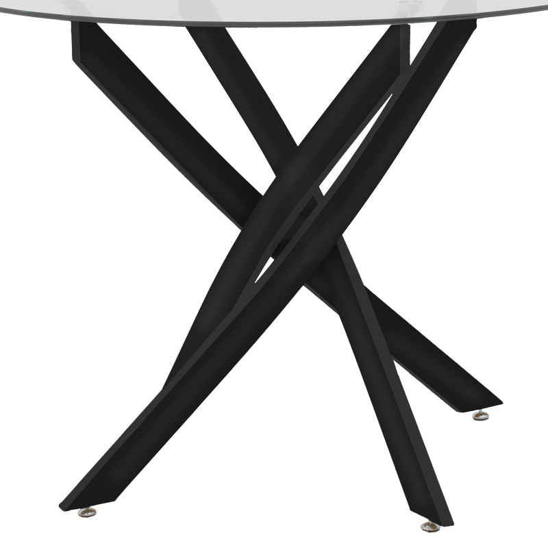 Antoro table glass and metal legs in black shade D100x75cm