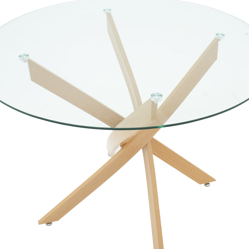 Antoro table glass and metal legs in a natural shade D100x75cm