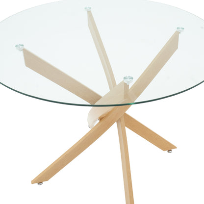 Antoro table glass and metal legs in a natural shade D100x75cm