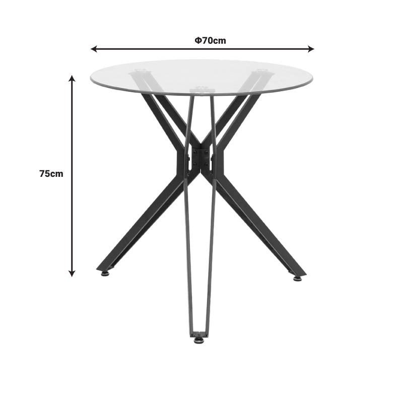 Coffee table Dezous pakoworld glass-black metal legs D70x75cm