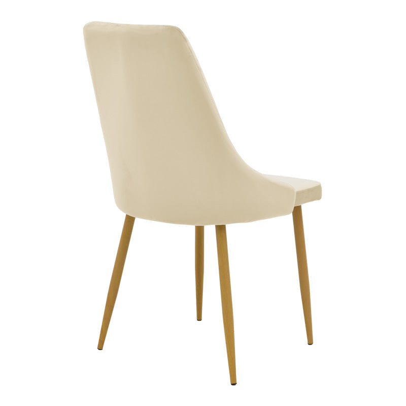 Chair Azori velvet beige fabric with natural color metal leg 49x55x85cm