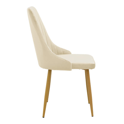 Chair Azori velvet beige fabric with natural color metal leg 49x55x85cm