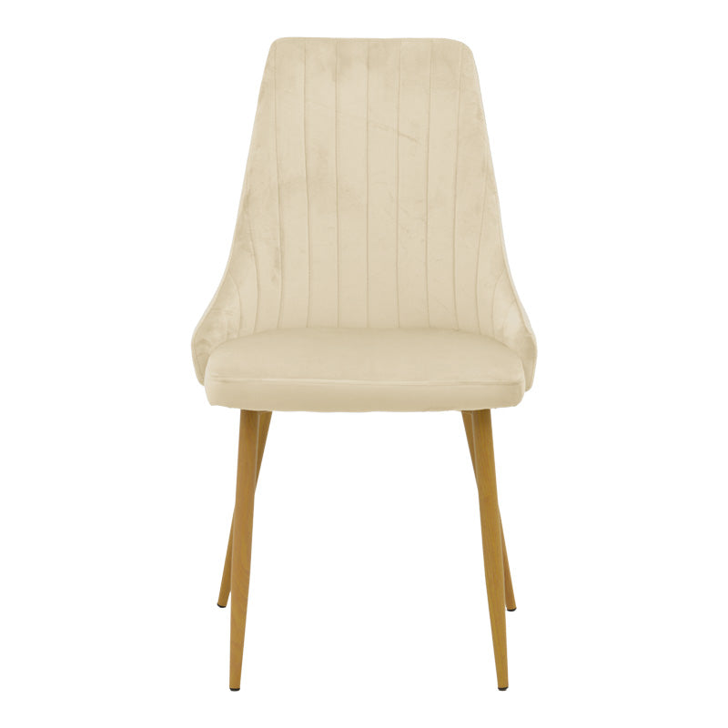 Chair Azori velvet beige fabric with natural color metal leg 49x55x85cm