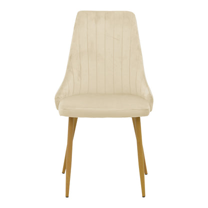 Chair Azori velvet beige fabric with natural color metal leg 49x55x85cm