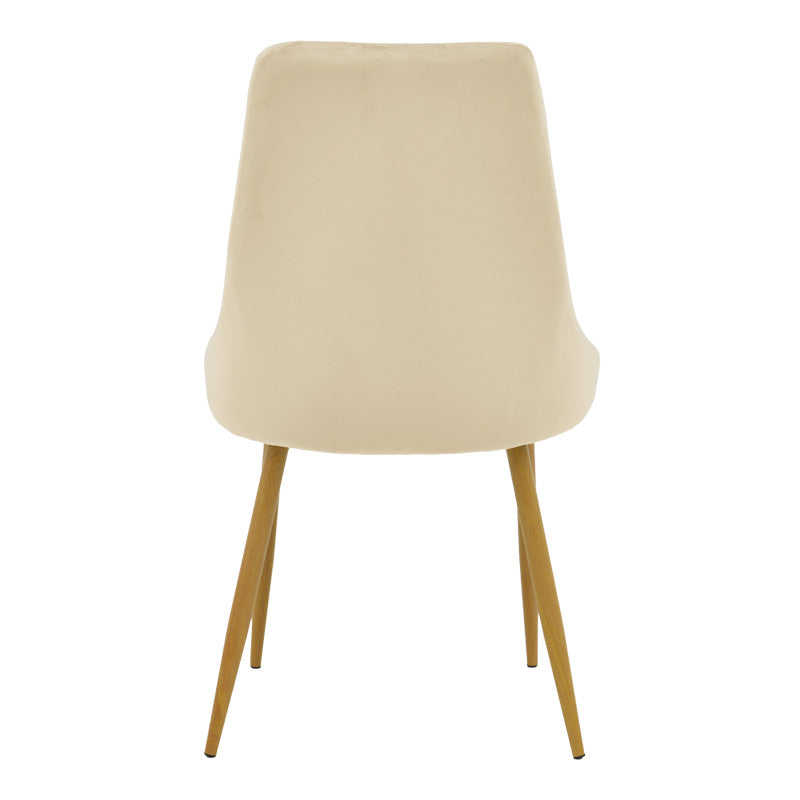 Chair Azori velvet beige fabric with natural color metal leg 49x55x85cm